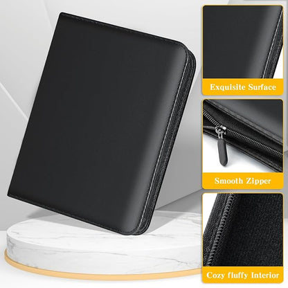 Jumbo Card Binder for PKM – WITHYU PU Leather Ringless Card Collection Binder with 60 Pockets, 5.4'' x 7.4''Card Holders Storage Album for Game Card (Black)