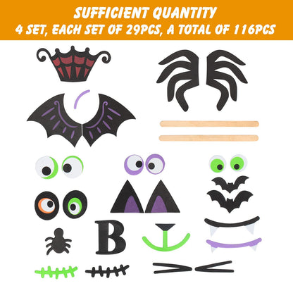 16 Packs Foam Halloween Pumpkins Decorations Stickers, Make Funny Pumpkins Craft Kits for Holiday Decor Kit Party Best Gift for Kids Adult Girls Boys DIY Jack-O-Lantern Pumpkin