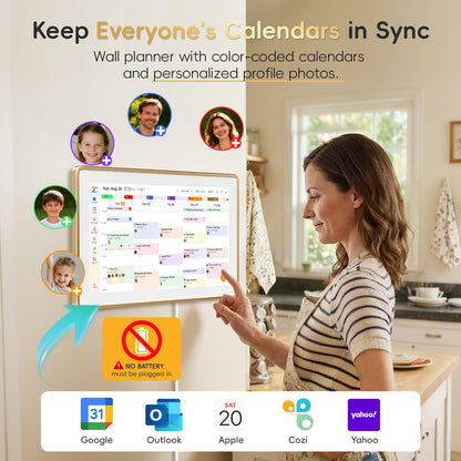 Westsee 15.6" Digital Wall Calendar Frame – Interactive Touchscreen Eletronic Calendars, Smart Family Planner for Schedule, Photo Display, Meals, Chore Chart & Tasks, Wall & Desk Mountable (Gold)