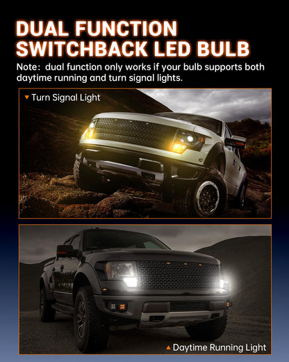 SEALIGHT 7443 LED Bulb Switchback Light with Turbo Fan, Amber/White, Pack of 2