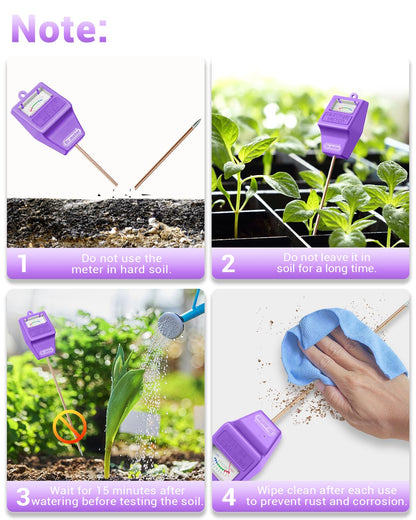 Dr.meter Soil Moisture Meter Tester for Plants, Hygrometer Moisture Sensor for Houseplants Indoor Outdoor Garden Lawn Use - Plant Water Meter Gauge Test Kit, No Battery Needed - Gardening Gifts