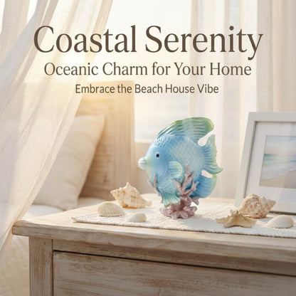 Bertork Beach Decor Angelfish Statue, Coastal Ocean Decor Sculpture