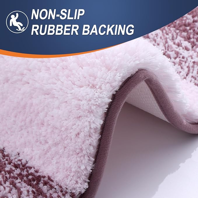 OLANLY Bathroom Runner Rugs Mat 47x20, Extra Soft Absorbent Microfiber Bath Rugs, Rubber Backing, Quick Dry, Washable Long Bath Mats for Bathroom Floor, Tub and Shower, Home Decor Accessories, Mauve