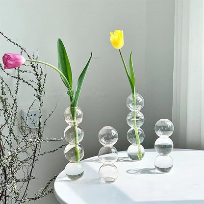 LKXHarleya Aesthetic Ball Aesthetic Decorative Vase, Glass Bubble Vases Ball Bud Vase for Centerpieces, Flower Arrangement, 2.36 x 8.66 Inch, Clear