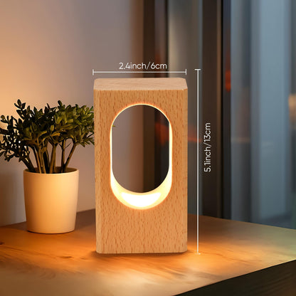 YIEONSHION LED Wood Desk Lamp, Dimmable Bedside Night Light for Bedroom, Creative Wooden Table Lamp, Warm Ambient Lighting, Unique Home Decor & Housewarming Gift