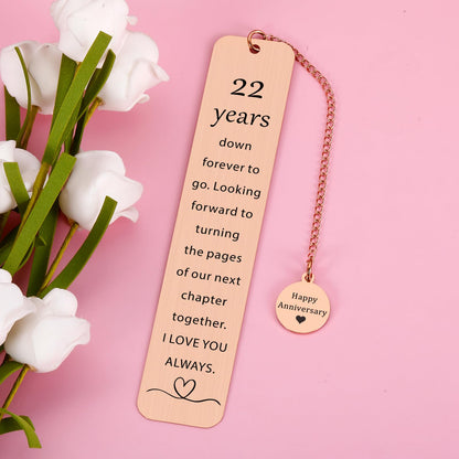 22 Year Anniversary Copper Gifts for Him/Her, 22th Wedding Anniversary for Wife Husband - Copper Anniversary Bookmark for Women Men Couple