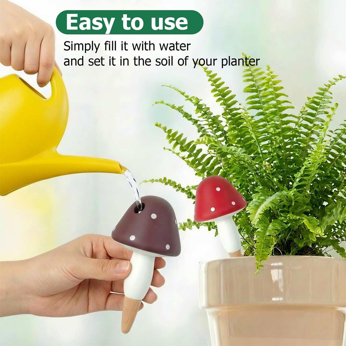 Prashent Plant Watering Globes, 8 Pack Self-Watering Terracotta Spikes - Mushroom Shape Irrigation Devices for Indoor & Outdoor Plants, Slow Release Watering System