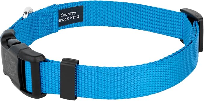 Country Brook Petz - Everyday Nylon Dog Collar and Leash - 10+ Cool Colors (3/8 Inch, Extra Small, Ice Blue)