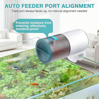 AQQA Automatic Fish Feeder for Aquarium - Programmable Auto Fish Food Dispenser, 230ML Large Capacity Smart Vacation Weekend Tank Timer Feeder for Turtle Betta Goldfish Koi (Upgrade Customizable)