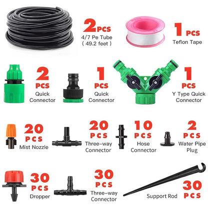 98.5FT Drip Irrigation System Kit, 149PCS Automatic Micro Drip Irrigation Kit for Garden Greenhouse, Adjustable Watering System for Flower Bed, Patio & Lawn, DIY Plant Self-Watering Garden Hose