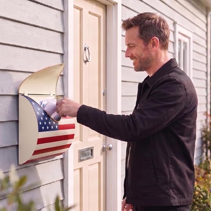American Flag Wall Mount Mailbox for Outside, Waterproof Metal Mailbox with Rust-Proof Galvanized Steel, Large Capacity Mailbox for House, Independence Day Patriotic Decor