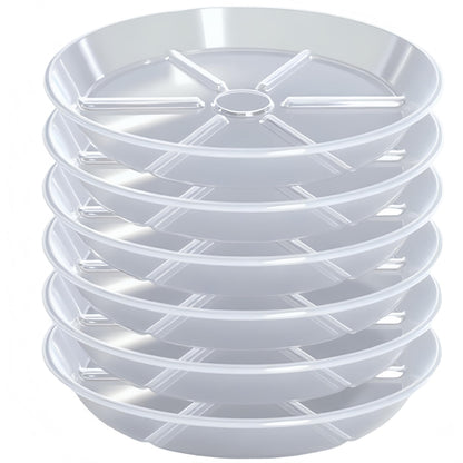 MSKIAUO 6 Pack Plant Saucers, 12 inch Clear Plant Trays, Durable Round Plastic Flower Plant Water Drip Tray for Pots Planter, Heavy Duty Plant Dish Pant Plate to Catch Water for Indoor & Outdoor