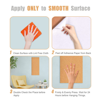 Aitakatta 17x8 Cork Board Tiles Bulletin Board, 1/4" Thick Self-Adhesive Cork Boards for Walls, Cork Tiles Vision Board for Home, Office, School, Bulletin Board Decorations(6mm,2pc)