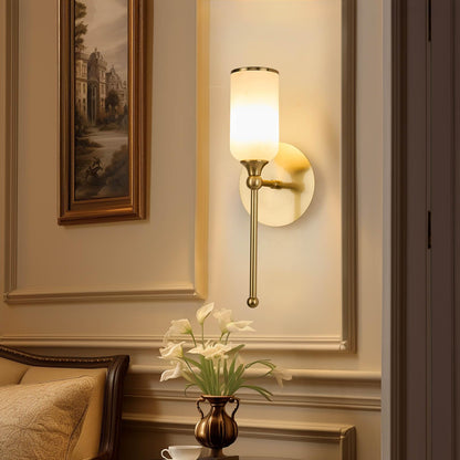 Fanyank Alabaster Wall Sconce, 15.4inch Natural Marble Lampshade Wall Sconce, Hardwired Sconce LED Modern Wall Lamp for Bedroom, Stairs, Living Room, Bedside, Hallway Gold