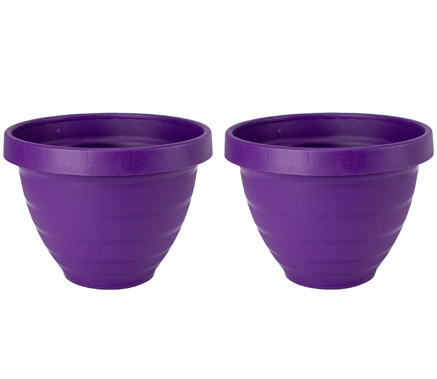 The HC Companies Rings Flower Planter - Self Watering Plant Pots for Herbs & More - Round Lightweight Outdoor & Indoor Planter (8" Purple, Pack of 2)