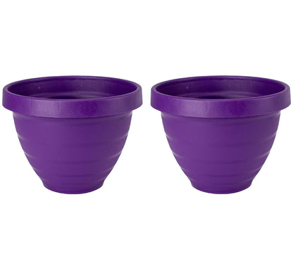 The HC Companies Rings Flower Planter - Self Watering Plant Pots for Herbs & More - Round Lightweight Outdoor & Indoor Planter (8" Purple, Pack of 2)