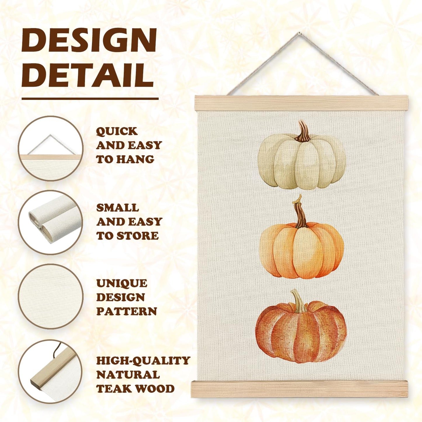 LUVADIAN Fall Pumpkin Decor, Fall Wall Decor Poster Hanger Frame, Autumn Wall Art Posters, Falls Decorations for Home, Farmhouse Autumn Decorations Posters, 12x16 Inches