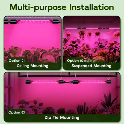 Hlite 16inch 2 Pack LED Grow Lights - Linkable Grow Lights for Indoor Plants, Full Spectrum Plant Lights Plug and Hanging Design with On/Off Switch Hanging Grow Light from seedling to Flowering, Black