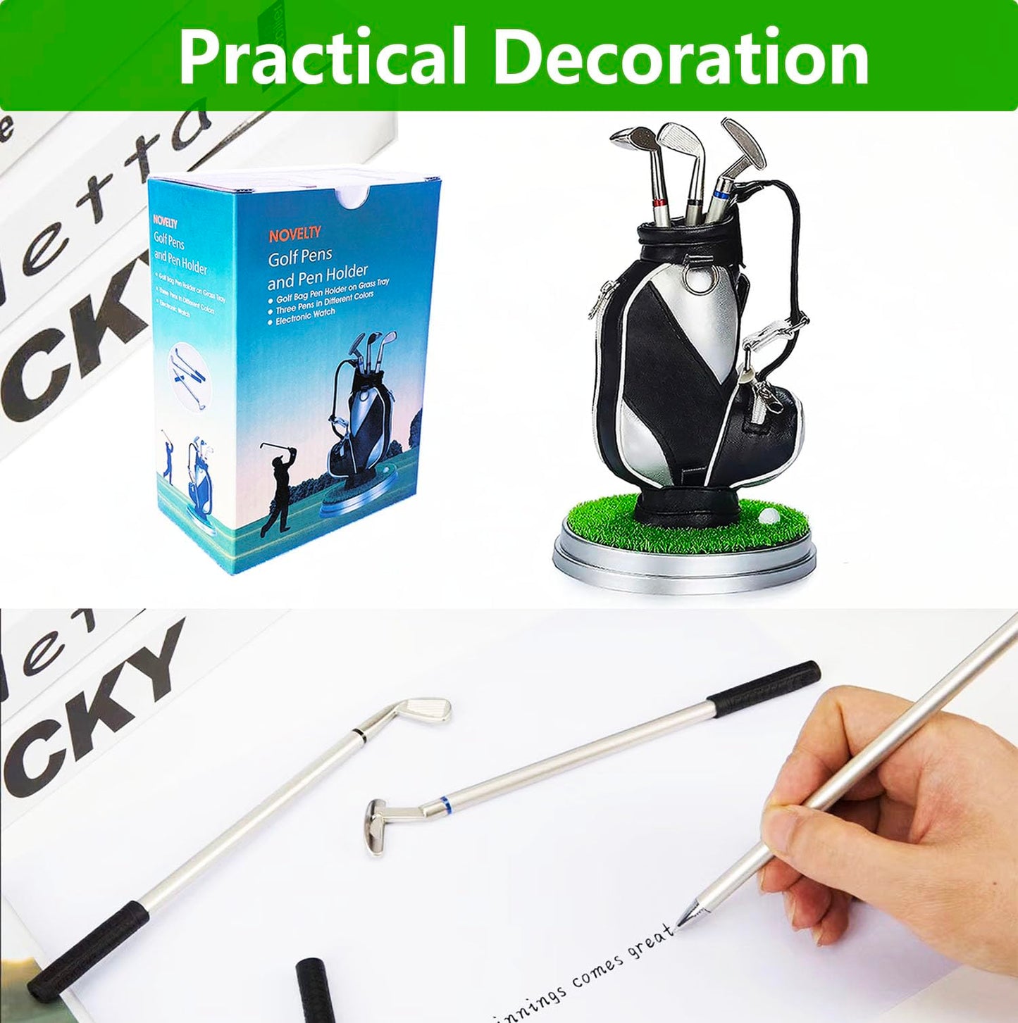 Golf Gifts for Men - Ideal Stocking Stuffers for Adults, White Elephant Gifts for Golfers, Dad, Him, Coworkers, Boss on Christmas & Birthday - Funny Golf Pen Holder, Home Office Decor Desk Accessories