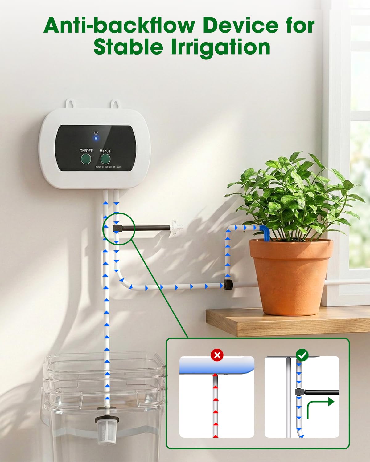 MQHUAYU Automatic Watering System for Potted Plants,[Wi-Fi & App Control] Smart Plant Watering Devices for Indoor Outdoor, Automatic Drip Irrigation System Device Kit-USB Charging,Water 10 Plants