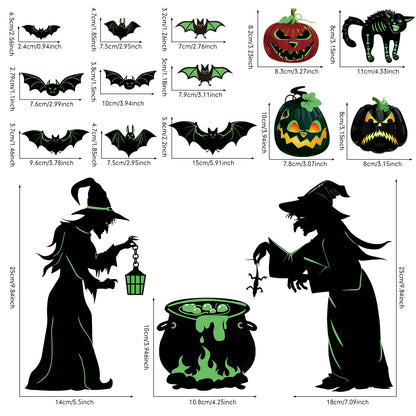 Funrous 16 Pieces Halloween Magnet Decorations Luminous Halloween Fridge Magnet Pumpkin Witch Bats Reflective Sticker for Metal Door Kitchen Garage Car Spooktacular Decoration Party Supplies Decor