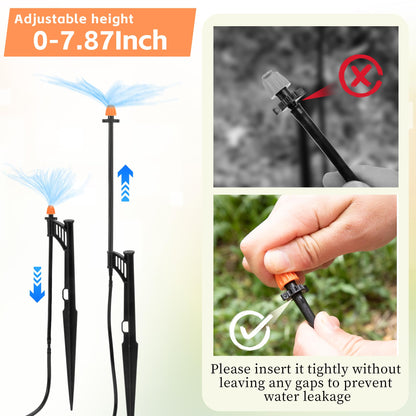 20 Sets 90/180/360 Degree Irrigation Sprinkler Heads with Stake, Drip Micro Spray Emitters with 1/4" Irrigation Tubing on Riser Stake,Micro Spray Sprinkler Stake Assembly for Garden Watering System