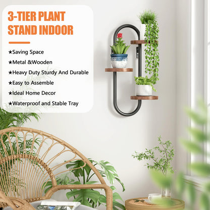 VIXLON Wall Mounted Plant Stands for Indoor Plants, Window Plant Shelves, Plant Wall Mount Holders Indoor Decor Hanger, 3 Tiered Hanging Plant Stands, Home Office Living Room Decor