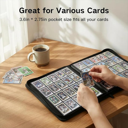 1280+ Cards 20 Pocket Card Binder Collector Card Album Trading Card Binder Ringless Trading Card Album Side Loading Compatible with TCG, Game & Sports Cards (Black)