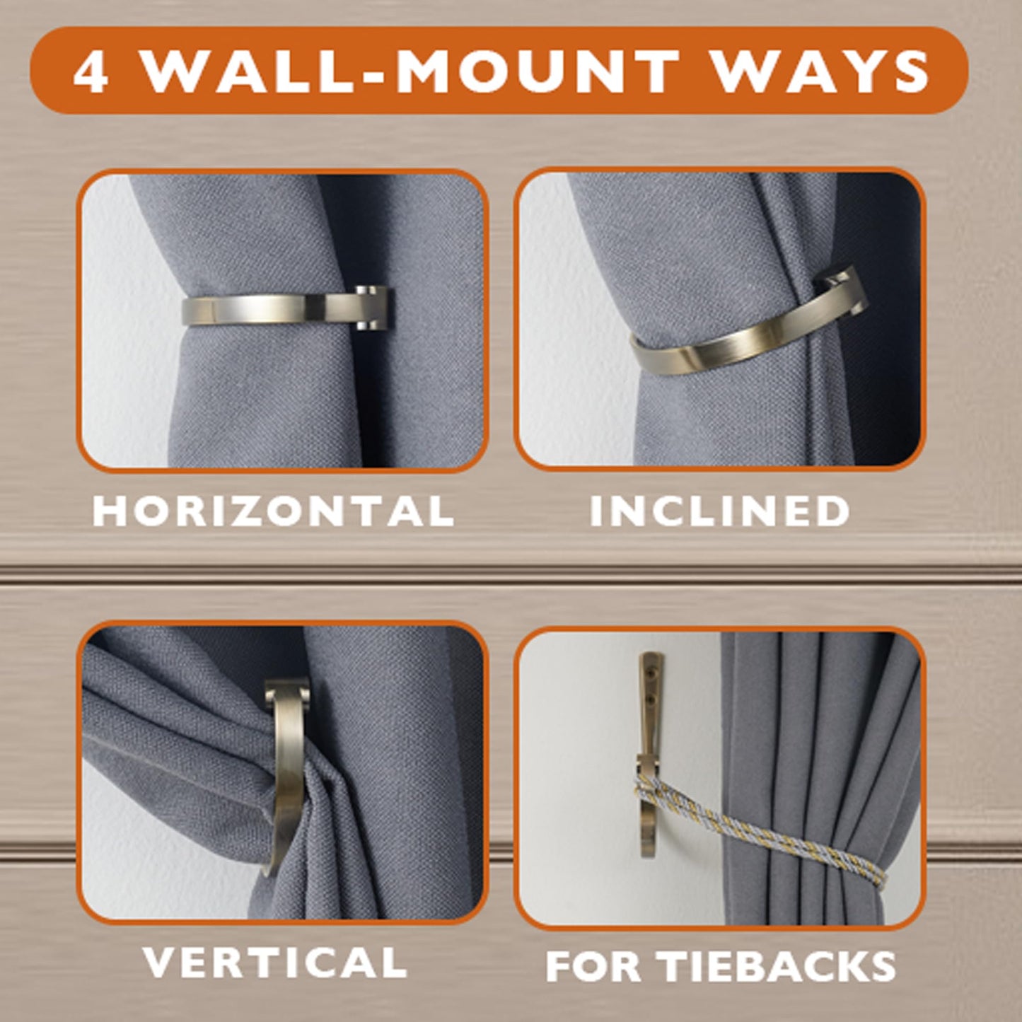 Mayrhyme Curtain Holdbacks 2Pcs,Dark Bronze Barrel Zinc Alloy Curtain Tiebacks,Wall Mounted Curtain Holders for Drapes.