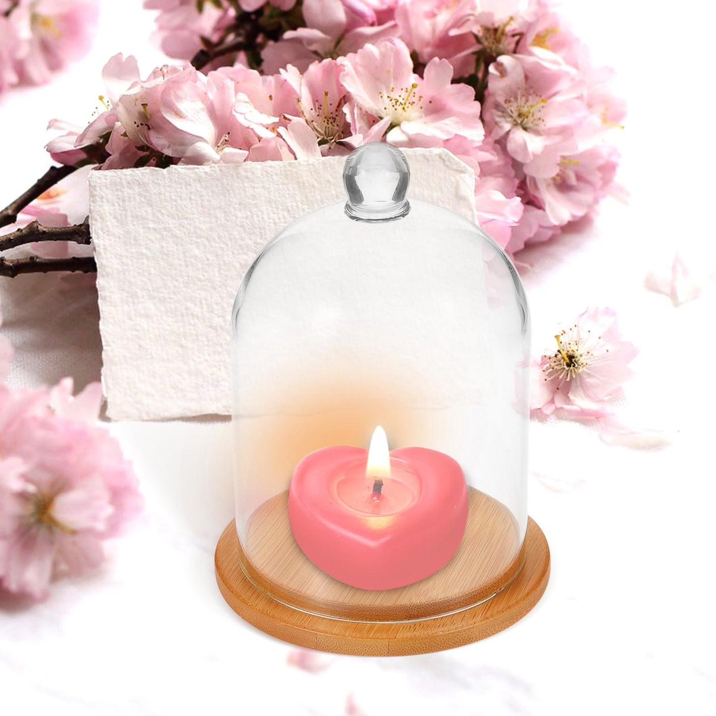 POPETPOP Glass Cloche Dome Bell Jar Display Case 9"" Clear Glass – Space-Saving for Shelf or Desk Display – for Plants, Collectible Figures, Candle Decor, Terrariums