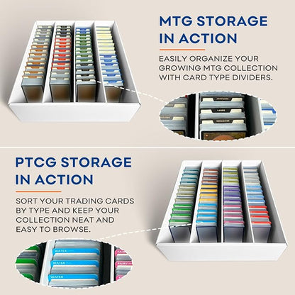 Fageverld 4-Pack Trading Card Storage Box, 3200 Count Cardboard 4 Row Card Box for MTG TCG Baseball Sports Cards Collection, Top loader Storage Boxes, includes Card Dividers & Stoppers