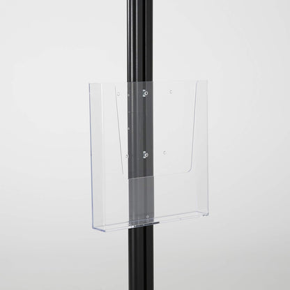 M&T Displays Free Standing Aluminum Display Stand Single Sided Document Brochure Sign Holder Front Loading Portrait Landscape Black Snap Frame 1x(11x17) and Clear Acrylic Pocket 1x(8.5x11) Inch