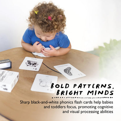 Wee Gallery Educational Flashcards for Babies, Double Sided Black and White Learning Flash cards, Woodland Animal Alphabet Cards for Visual Stimulation and Cognitive Development of Toddlers