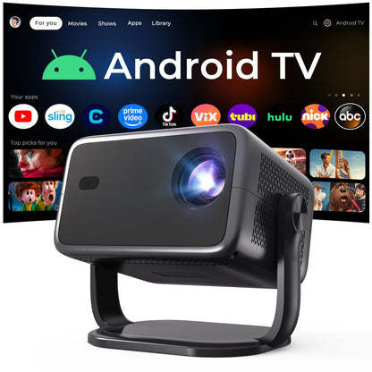 Smart Projector with WiFi 6 and Bluetooth 5.4, 800 ANSI Native 1080P Portable Mini Projector with Auto Focus & Keystone, 360° Rotatable for Bedroom Home Theater Outdoor Movie X6 Black