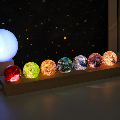 Movdyka 7 Colorful Glass Crystal Ball Desk Ecorations Chakra Healing Stones