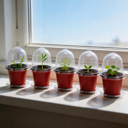 EBaokuup 10 Pack Self Watering Seed Starter Pot, 3 Inch Automatic Watering Plant Nursery Pots with Humidity Dome, Red Self Watering Nursery Pots for Potted Plants Seed Germination
