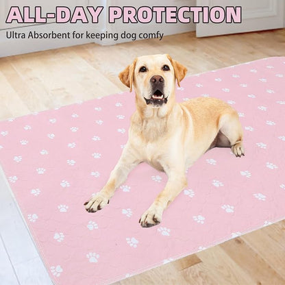 PUPTECK Washable Pee Pads for Dogs - Waterproof Reusable Puppy Potty Training Pads Whelping Mat - Fast Absorption Non-Slip Pet Food Feeding Mat (Pink, 36x72 Inch (Pack of 2))