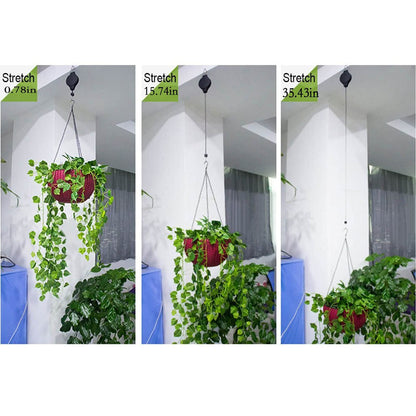 Orgrimmar Plant Pulley Retractable Pulley Plant Hanger Hanging Flower Basket Hook Hanger for Garden Baskets Pots and Birds Feeder in Different Height (Pack of 4)