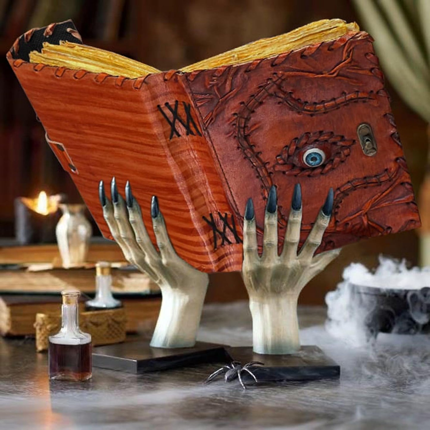 Hocus Pocus Book of Spells Hocus Pocus Spell book Prop Hocus Pocus Gifts Halloween Decorations Decor Leather Journal Writing Book Of shadow Best Hocus Pocus Gifts For Men And Women (8x6 Inch, Brown)