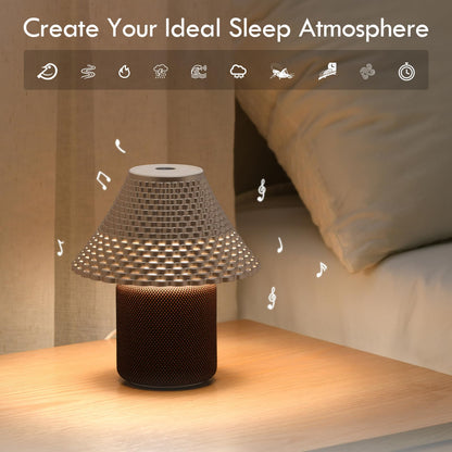 SMARTERIOR Bedside Table Lamp with White Noise Machine - 10 Soothing Sounds, Gesture Control Sensor & Dimmable Night Light - 30/60/90 Min Auto-Off Timer for Sleep, Nursery, Office & Home Decor- Gold