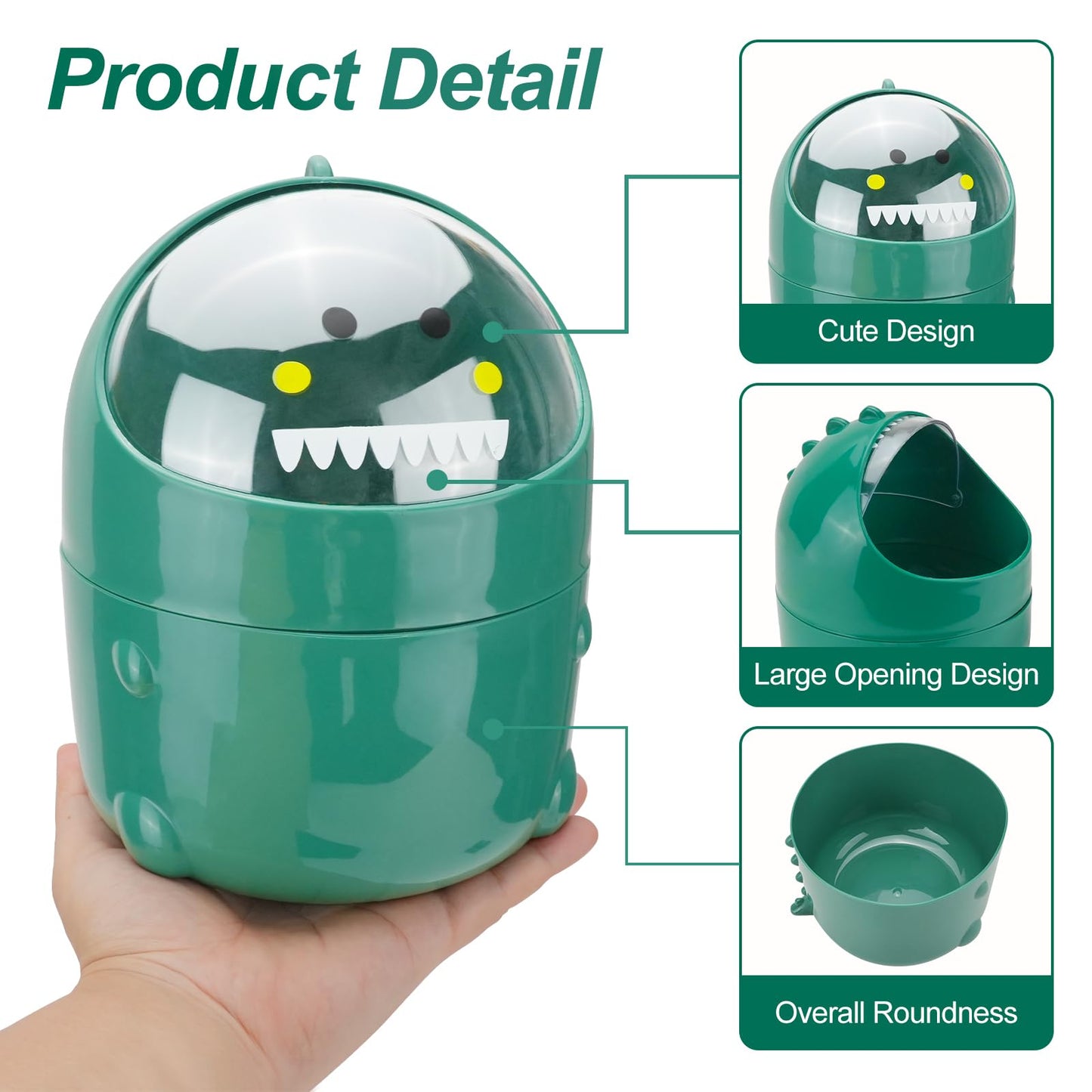 CEYAZYE Desktop Trash Can with 90 Trash Bags, Cute Mini Garbage Can with Flip Lid, Creative Removable countertop Waste Basket Storage bin for Home Kitchens Offices Bathrooms