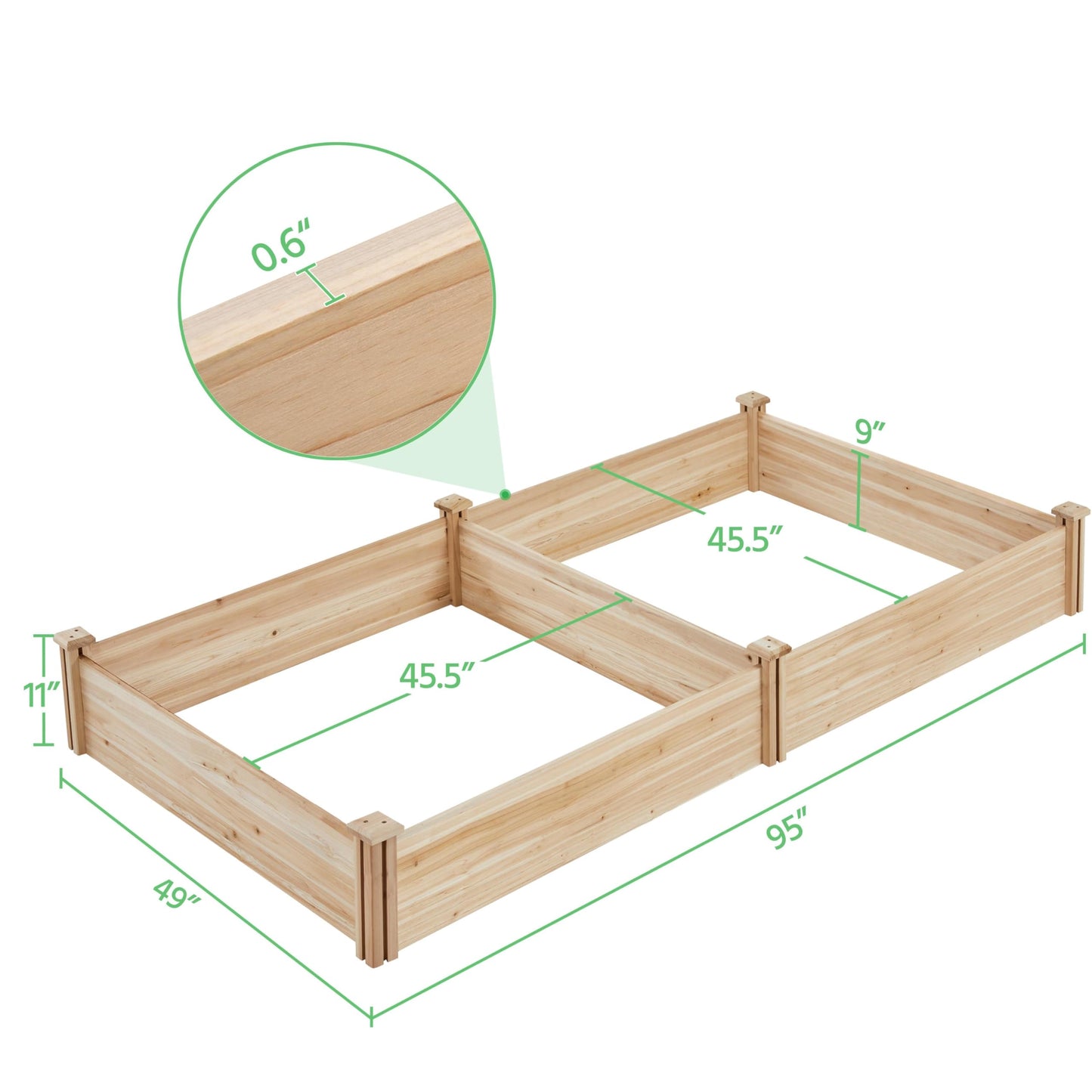 Yaheetech 8×4ft Wooden Horticulture Raised Garden Bed Divisible Elevated Planting Planter Box for Flowers/Vegetables/Herbs in Backyard/Patio Outdoor, Natural Wood, 93 x 48 x 10in