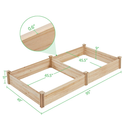 Yaheetech 8×4ft Wooden Horticulture Raised Garden Bed Divisible Elevated Planting Planter Box for Flowers/Vegetables/Herbs in Backyard/Patio Outdoor, Natural Wood, 93 x 48 x 10in