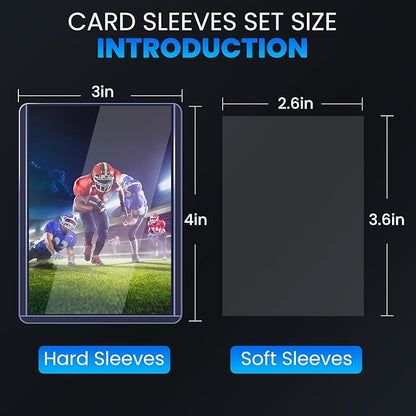 1200 Card Sleeves Top Loaders for Cards, 3" x 4" Hard Plastic Toploaders, Baseball Card Protectors, Trading Card Holder for Football Sports Cards (600 Toploaders + 600 Penny Sleeves)