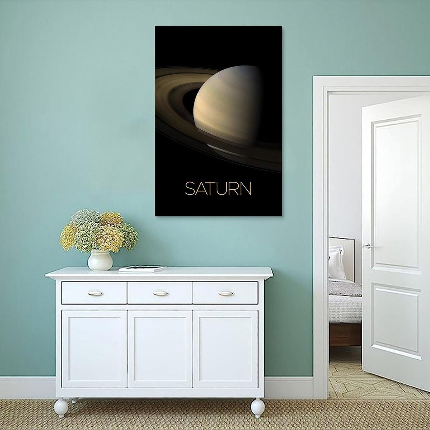 XIAOLOUTINYU Solar System Canvas Wall Art - Saturn Planet Space Poster for Kids Room Bedroom Classroom, STEM Educational Astronomy Decor, Science Gift for Boys Girls Teens, 12x18 Inch Unframed