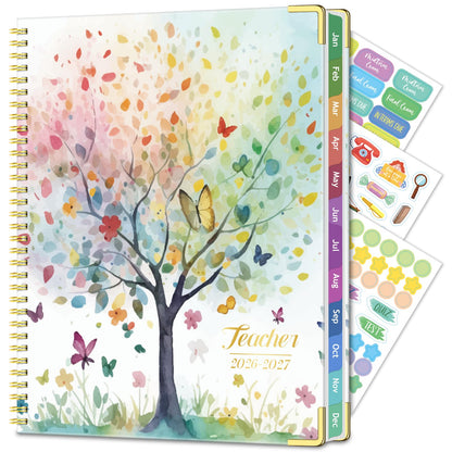 Teacher Planner 2026-2027 Academic Year, Jul.2026 - Jun.2027, 8.5" x 11" Lesson Planner Book for Teachers, Teacher Planners with Colorful Monthly Tabs for Homeschool & Classroom Organization - Tree