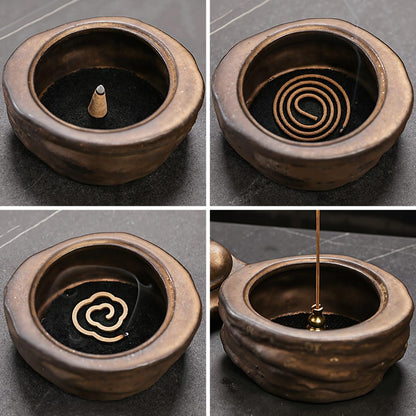 TEAVOR Ceramic Incense Burner for Cone & Coil – Faceless Buddha Statue for Protection, Evil Spirit Cleansing & Zen Meditation, Home Decor to Ward Off Negativity