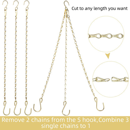 Hotop 8 Pcs Metal Hanging Chains with Ceiling Hooks, Garden Plant Hangers for Hanging Bird Feeders, Billboards, Chalkboards, Basket, Planters, Lanterns, Wind Chimes, Chain Hook DIY(16.38 Inch,Gold)