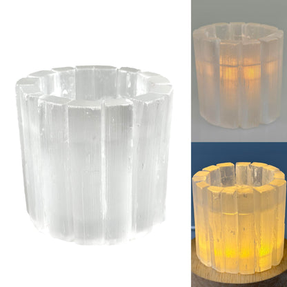 Selenite Candle Holder Natural Cylindrical Tealight Holder