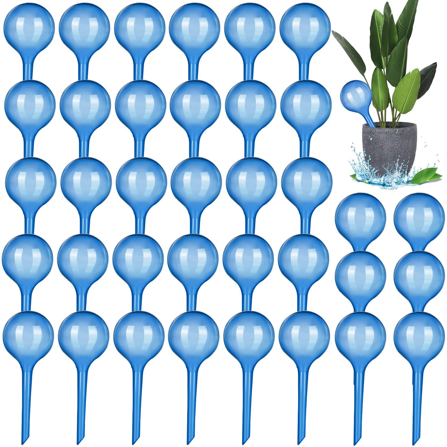 Pinkunn 36 Pcs Plant Watering Globes Plastic Self Watering Bulbs Automatic Plant Watering Devices Self Watering Planter Insert Small Plant Waterer for Garden Indoor and Outdoor Plants Flowers (Blue)